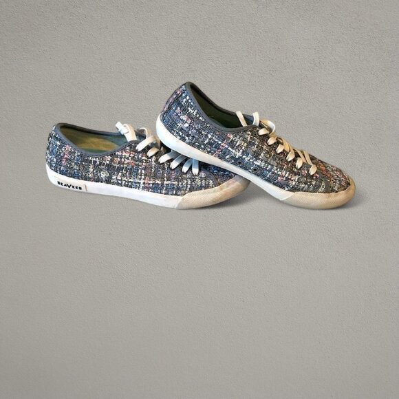 Anthropologie SeaVees Sneakers Tweed Grey Silver Pastel Multi Monterey (8.5) - Picture 2 of 7